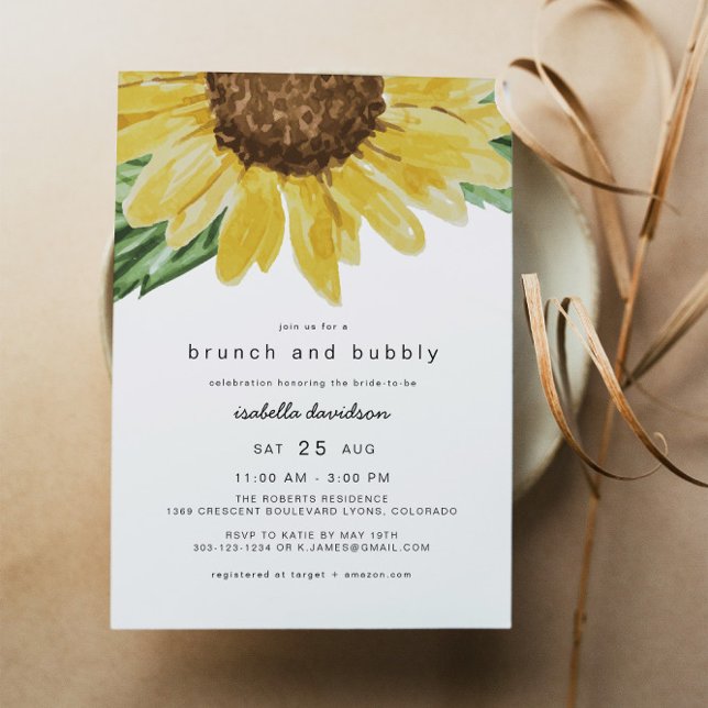 EMMA Rustic Sunflower Bridal Brunch + Bubbly Einladung (Von Creator hochgeladen)
