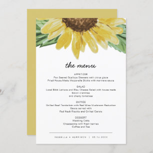 Emma - Rustic Sunflower Wedding Menu Cards Einladung