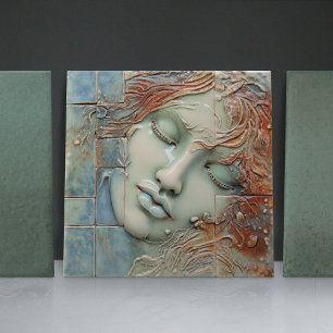 EMMA Sage Abstract Square Collection Faux Relief Fliese