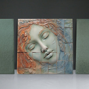 EMMA Sage Abstract Square Collection Faux Relief Fliese