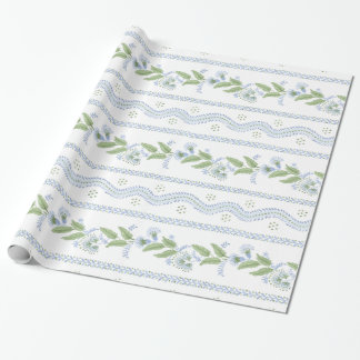 Emma Stripe Cornflower Blue und Green Geschenkpapier