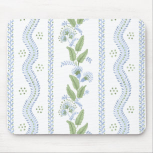 Emma Stripe Cornflower Blue und Green Mouse Pad  Mousepad