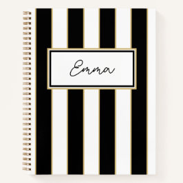 Emma Stripe Notebook in Schwarz und Weiß Notizbuch