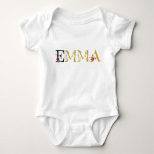 EMMA Vorname Elegant bestickt Baby Strampler