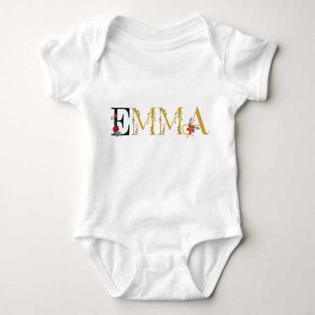 EMMA Vorname Elegant bestickt Baby Strampler (Vorderseite)