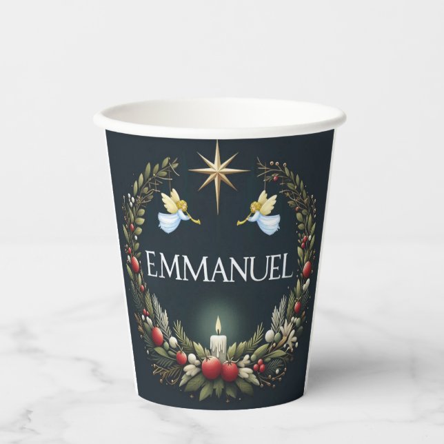 Emmanuel Christmas Engel Pappbecher (Vorderseite)