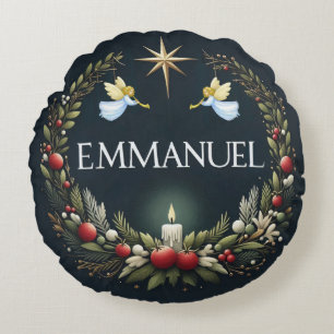 Emmanuel Christmas Engel Rundes Kissen