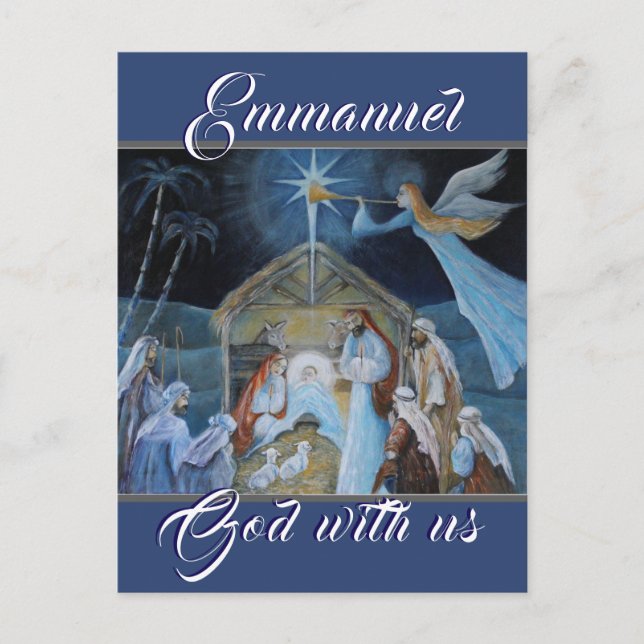 Emmanuel God with Uns, Christmas Nativity Postkarte (Vorderseite)