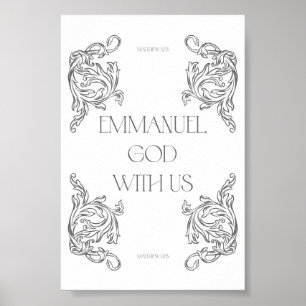 Emmanuel God with us Bible Verse Christmas Poster