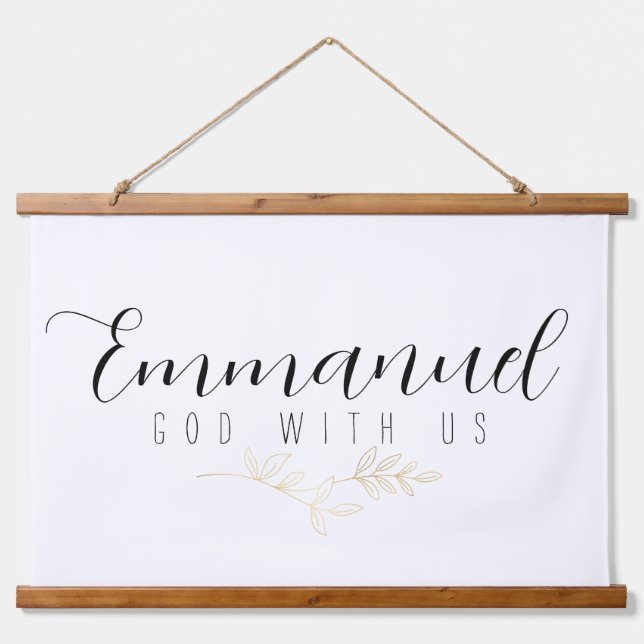 Emmanuel God with us Gold Blätter Wood Wandteppich Mit Holzrahmen (Vorne)