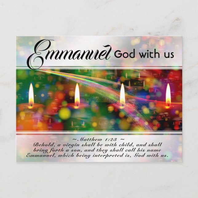 Emmanuel God with Us Matthew 1:23 Christmas Bibel Postkarte (Vorderseite)