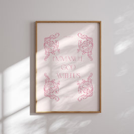 Emmanuel God with us Pink Christlich Christmas Poster