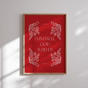 Emmanuel God with us Red Christlich Christmas Post Poster