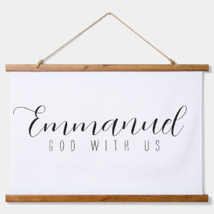 Emmanuel God with us Wood Hangband Wandteppich Mit Holzrahmen