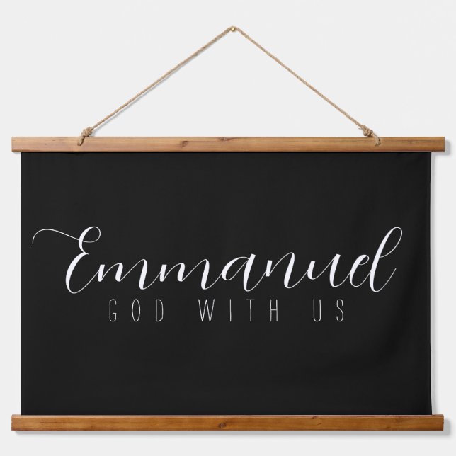 Emmanuel God with us Wood Scroll Hangband Wandteppich Mit Holzrahmen (Vorne)