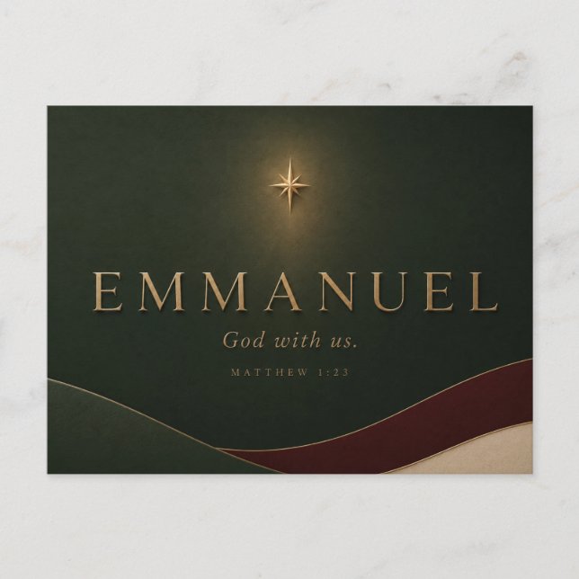 EMMANUEL | Matthäus 1,23 Christlich  Feiertagspostkarte (Vorderseite)