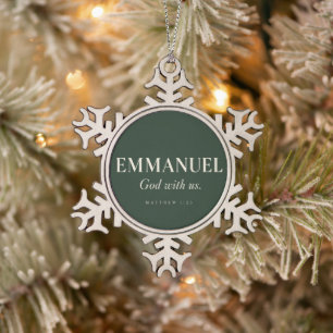 EMMANUEL Matthäus 1:23 Weihnachten Schneeflocken Zinn-Ornament