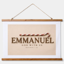 EMMANUEL | Matthäus 1,23 Weihnachten | Warmes Crem Wandteppich Mit Holzrahmen