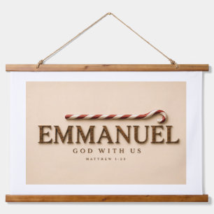 EMMANUEL Matthäus 1,23 Weihnachten Warmes Crem Wandteppich Mit Holzrahmen