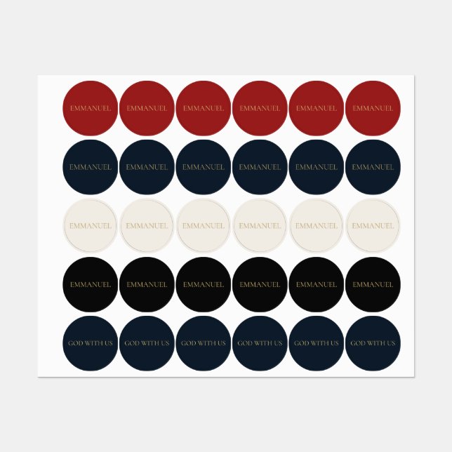 Emmanuel — Minimal Round Christian Sticker Labels (Blatt)