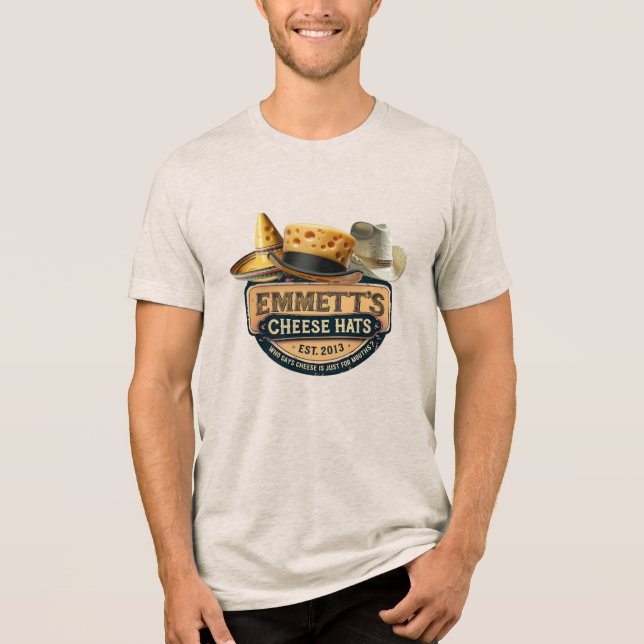 Emmett's Cheese Hats (Fake Logo) Tri-Blend Shirt (Vorderseite)