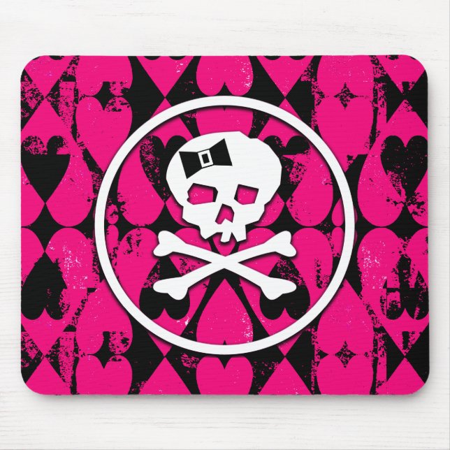 Emo Art Skull & Herz Mousepad (Vorne)
