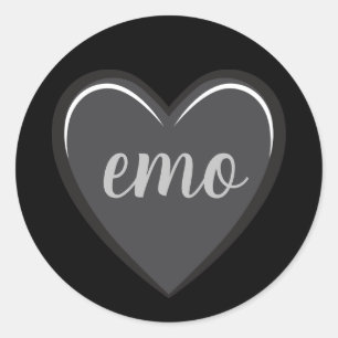 Emo Black and Gray Heart Graphic Runder Aufkleber