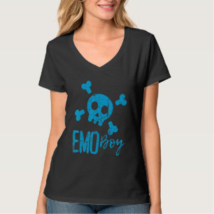 Emo Boy Blue Skull Emo Goth Music Emotional Teens T-Shirt