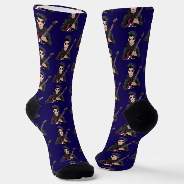 Emo boy with black hair socken (Gewinkelt)