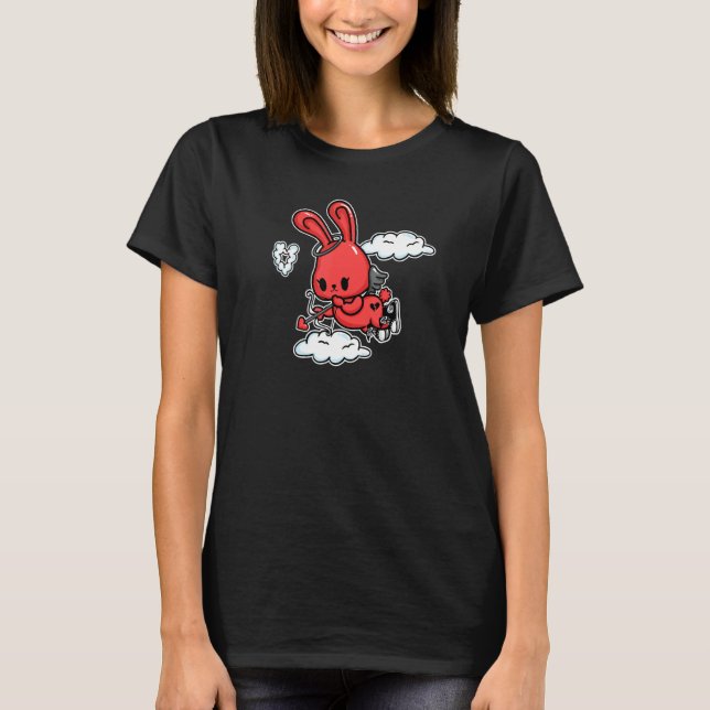Emo Bunny Emo Angel Alt ästhetic Soft Goth Valent T-Shirt (Vorderseite)