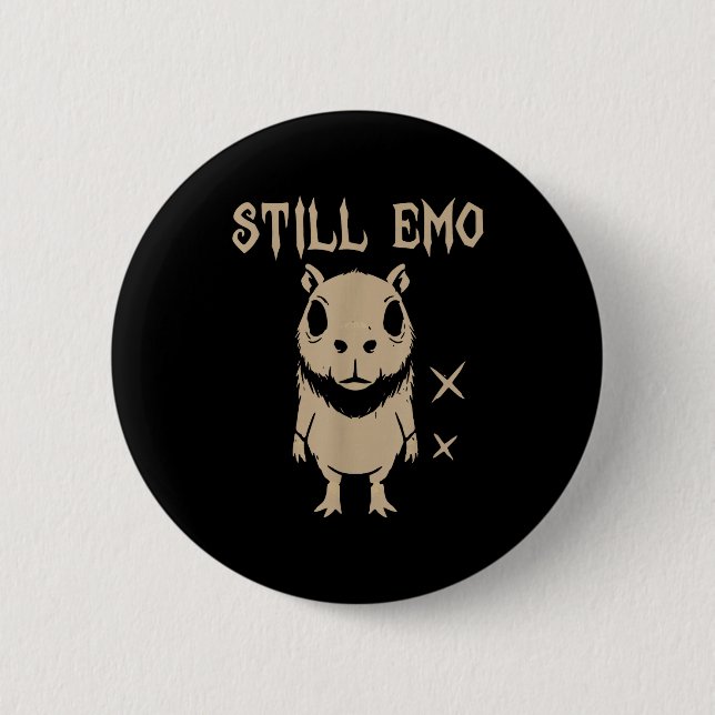 Emo Capybara Goth Punk immer noch Emo  Button (Vorderseite)