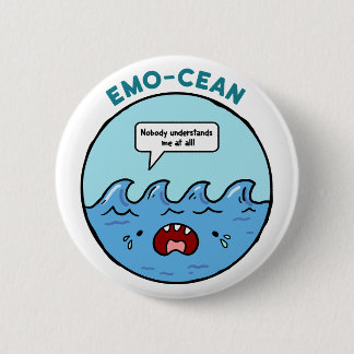 Emo-Cean Ocean Beach Pun Button Button