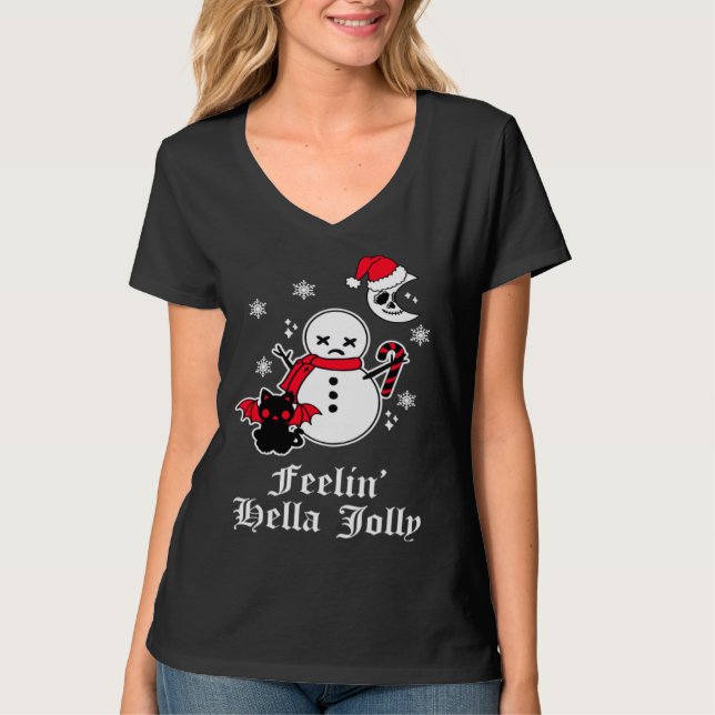 Emo Christmas Goth Sarcastic Meme Horror Gothic Sn T-Shirt (Vorderseite)