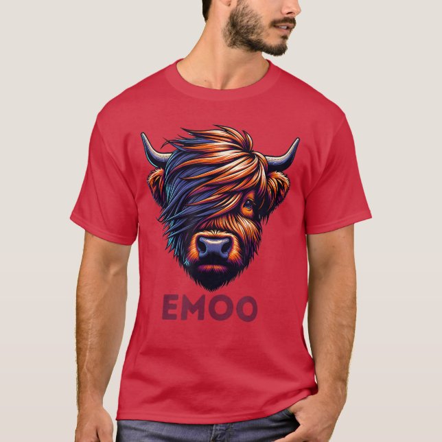 Emo Cow Cute Scottish Highland Emoo Grunge Men Wom T-Shirt (Vorderseite)