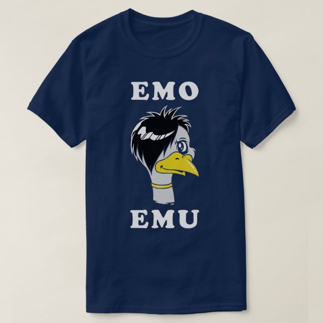 Emo Emu Funny Metal Goth Emu Bird T-Shirt (Design vorne)