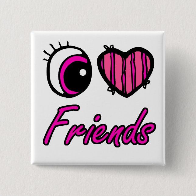 Emo Eye Heart I Liebe Friends Button (Vorderseite)