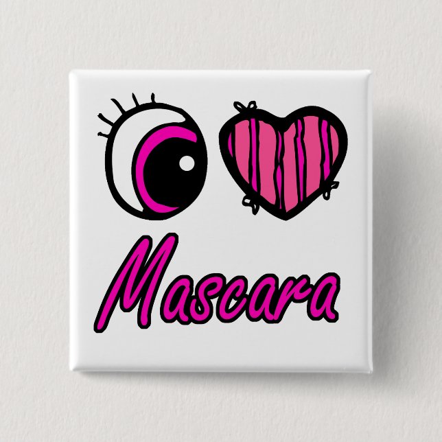 Emo Eye Heart I Liebe Mascara Button (Vorderseite)