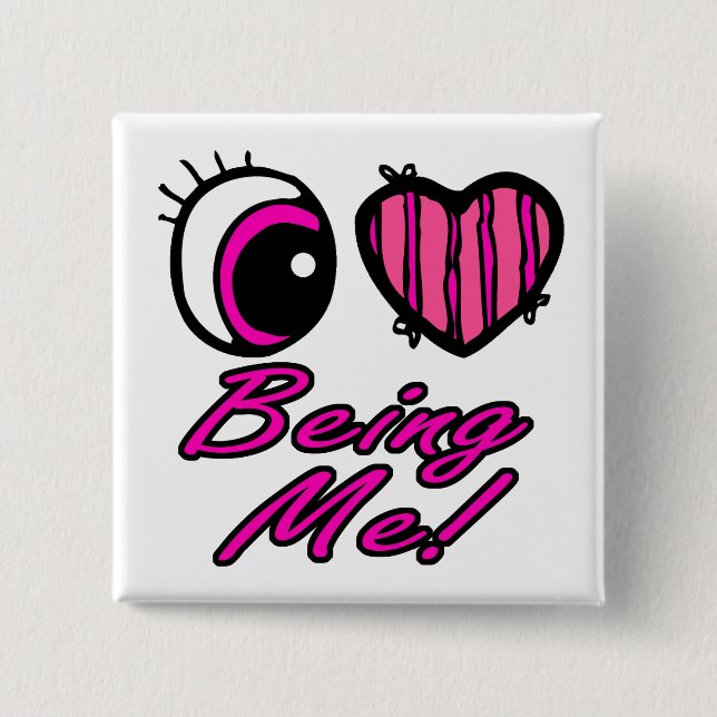 Emo Eye Herz I Liebe ist ich Button (Vorderseite)