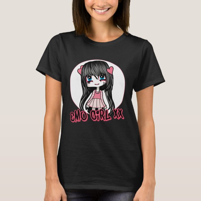 Emo Girl Niedliche Scene ästhetische Punk Music Fa T-Shirt (Vorderseite)