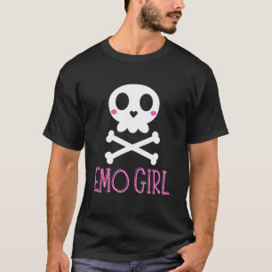 Emo Girl Pink Skull mit Bow Krawatte Emo Goth Emot T-Shirt