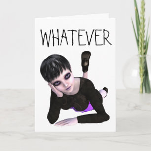 EMO GOTH GIRL "WHATEVER" GREETKARTEN KARTE