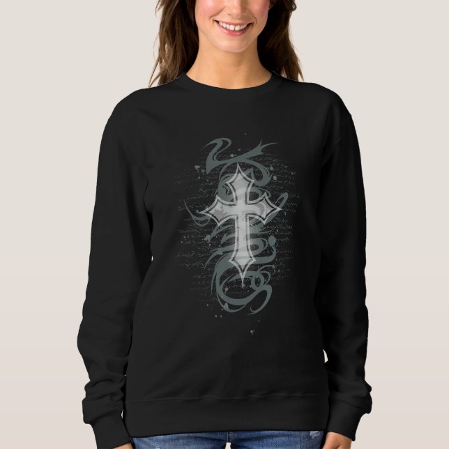 Emo Grunge Egirl Eboy Alt Tattoo Gothic Cross Sweatshirt (Vorderseite)