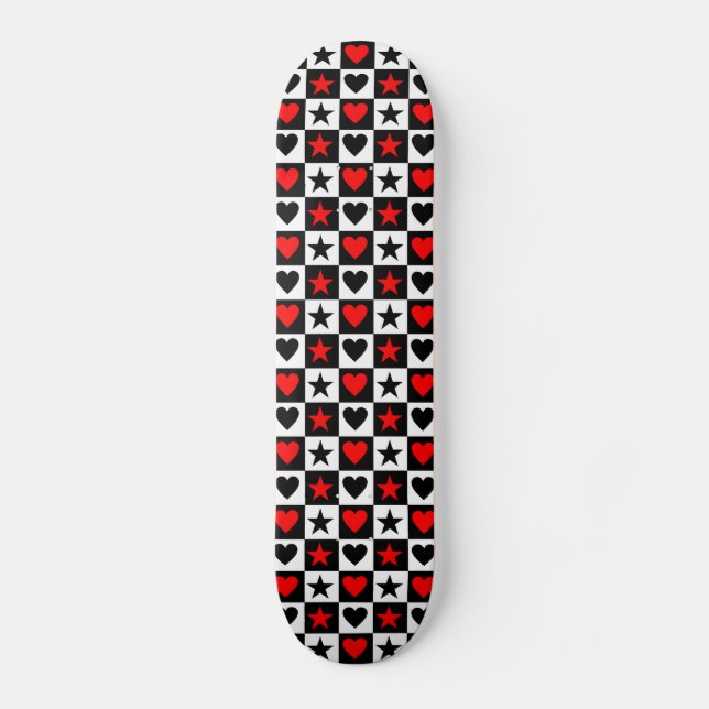 Emo Hearts & Stars Skateboard Deck (Vorderseite)