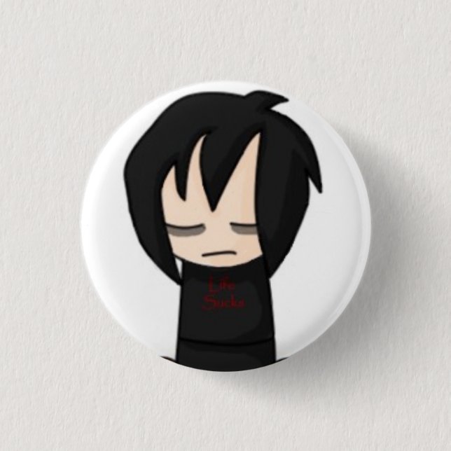 Emo Jungen-Knopf Button (Vorderseite)