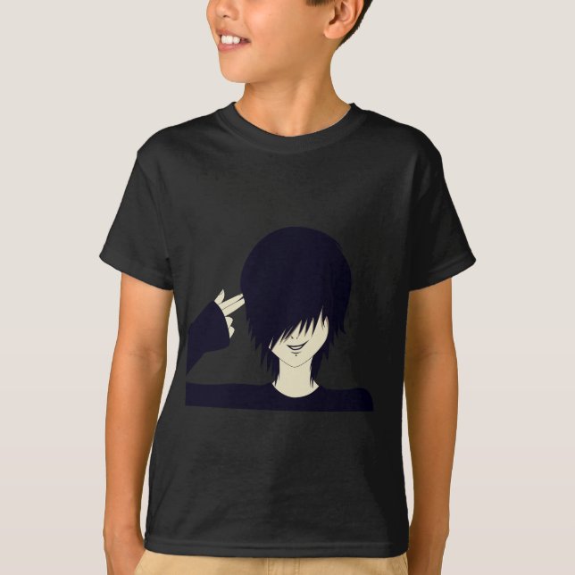 Emo Kind mit Fingergewehr T-Shirt (Vorderseite)