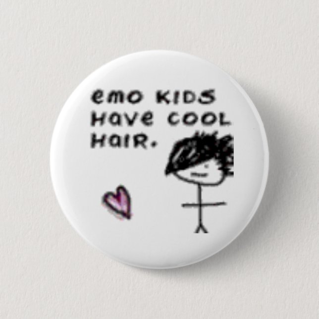 Emo Kinder haben cooles Haar Button (Vorderseite)