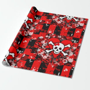 Emo Liebe Herzenschäkepapier Geschenkpapier