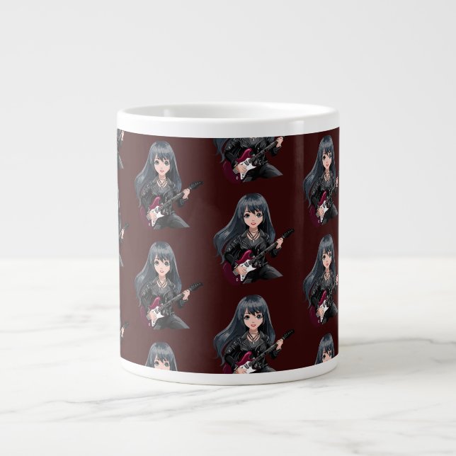 Emo-Mädchen mit langen schwarzen Haaren Jumbo-Tasse (Vorderseite)