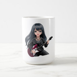 Emo-Mädchen mit langen schwarzen Haaren Kaffeetasse
