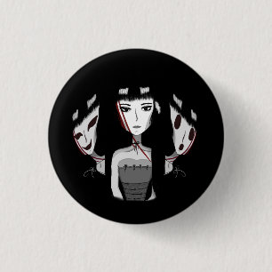 Emo Mädchen Schwarz Button